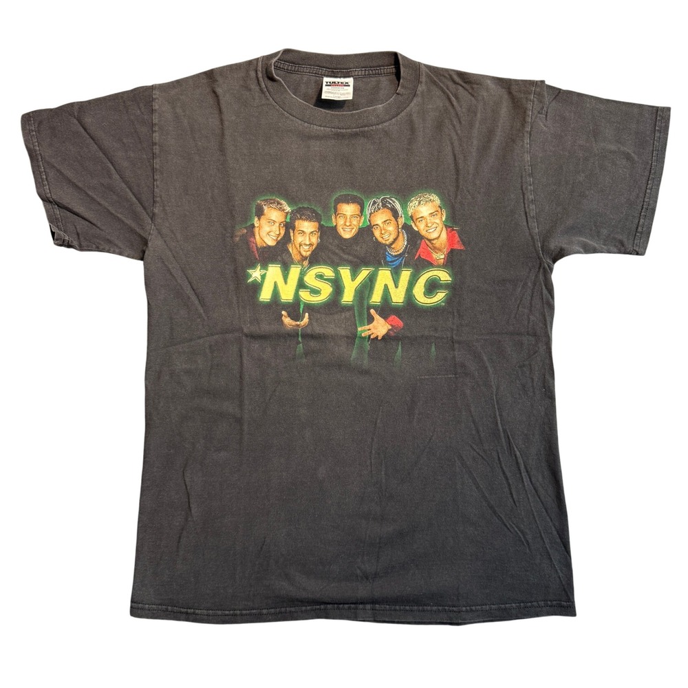 Vintage NSYNC 1998 World Tour T-Shirt Tultex Black Graphic Tee Mens Large 90s